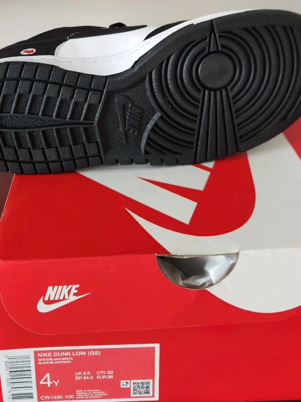 Nike Kids Black and White Dunk Low Sneakers - Picture 3 of 4
